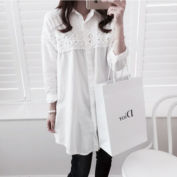 シャツ レディース チュニック ブラウス 白 夏 春夏 おしゃれ トップス レース 可愛い オフィス 通勤 ゆったり 着痩せ 体型カバ