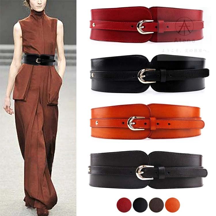 ベルト レディース サッシュベルト レディース 太 本革 おしゃれ 女性用 ファッションベルト リアル レザー レザーベルト ワイ