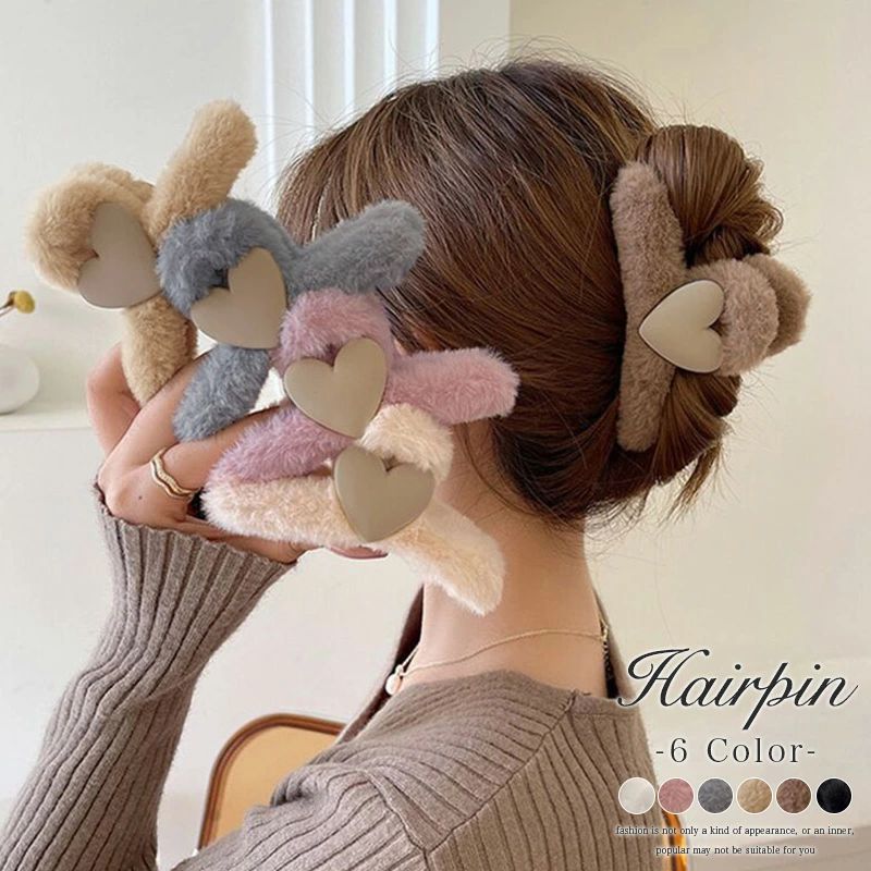 バンスクリップ ヘアクリップ ヘアアクセサリー ふわふわ 大きめ しっかり レディース フェイク ファー クリップ バレッタ マッ