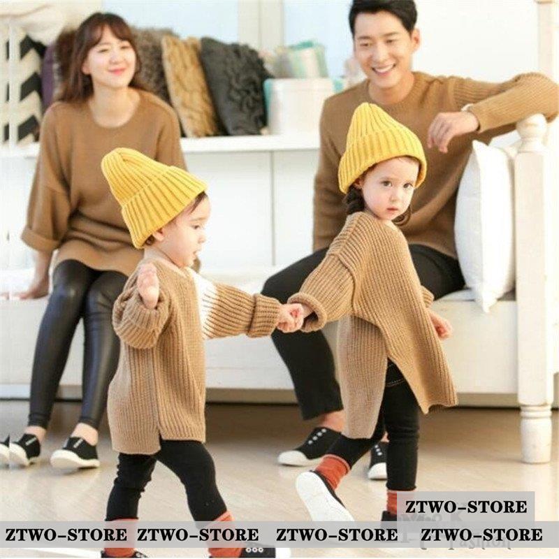 親子 ペアルック 家族で お揃い ゆるニット 長袖 セーター チュニック トップス 親子ペア パパ お揃い ..