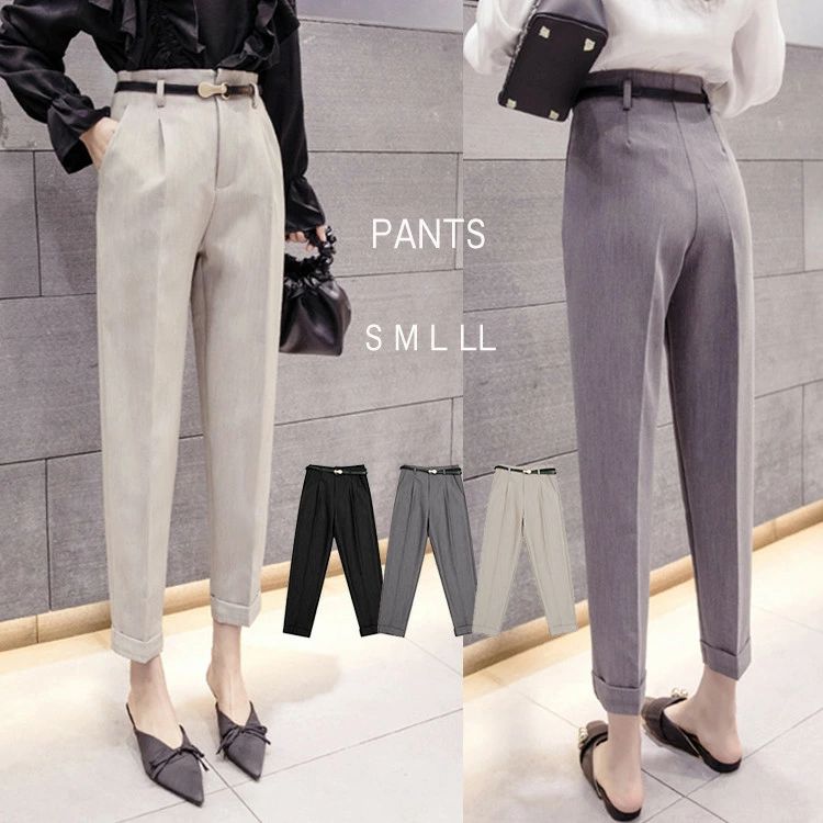 パンツ レディース ボトムス ズボン ロングパンツ テーパードパンツ スラックス 大きいサイズ ゆったり 春 センタータック テーパードパンツ 黒 グレー 杏色 S M L LL(4)