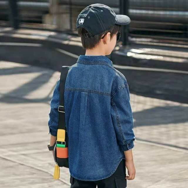 男の子シャツ デニムシャツ 子供 男児 デニムブラウス デニム カジュアルシャツ ウエストンシャツ デニム カジュアルシャツ 長袖 春 秋 ジュニアシャツ 110 120 130 140 150 160cm 送料無料