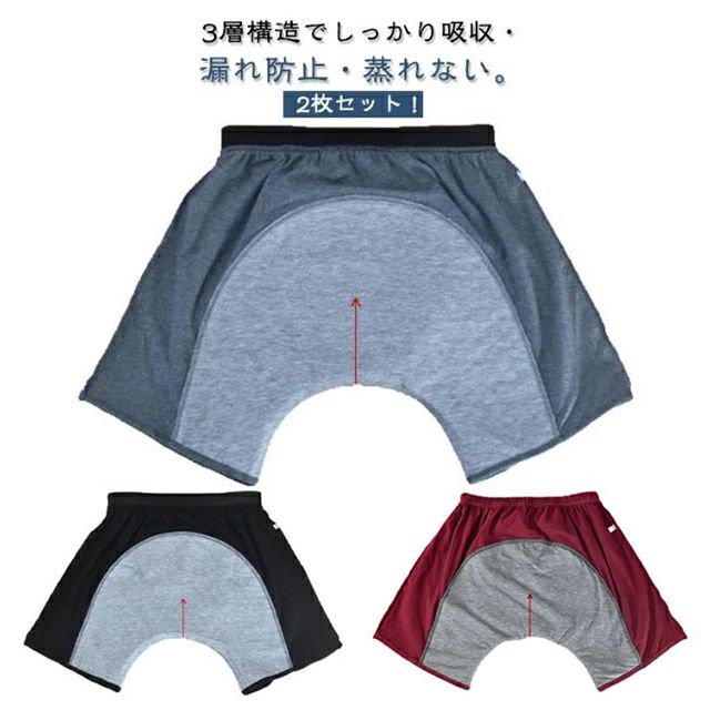 吸水 2枚セット 尿漏れパンツ 280cc 2枚セット 洗濯可能 尿漏れパンツ トランクス インナー 介護用パンツ ボクサーパンツ 男性用