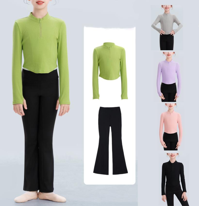 子供 バレエダンス 衣装 2点セット 春秋冬 長袖Tシャツ パンタロン フレアパンツ 女の子 バレエ衣装 バレエ ウェア 厚手 バレエ衣装 練功服 演出服 レッスン着 上下セット