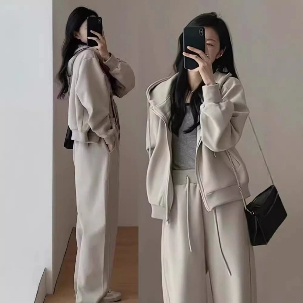 【送料無料】2点セット スウェット レディース 秋冬 フード付き ワイドパンツ ルームウェア トレーニング