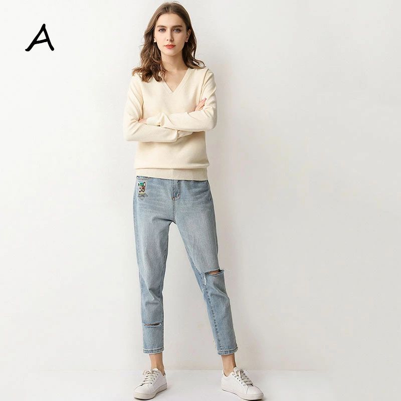 Kind Pickのニット レディース 40代 秋冬 長袖 Vネック セーター ニット生地 50代 30代 タートルネック 無地 韓国風 肌着 不規則 トップス｜アングル2