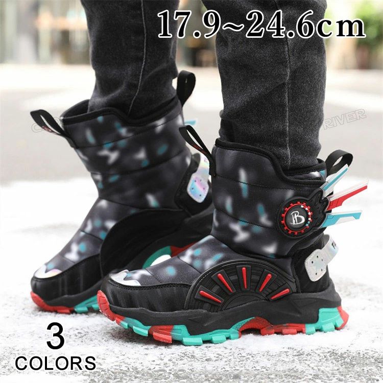 スノーブーツ キッズ スパイク 冬靴 北海道 滑らない 暖かい ボアブーツ ショート 裏ボア 撥水 ウインターブーツ ジュニア 裏起