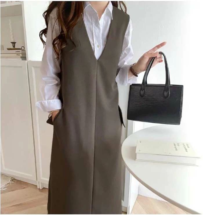 ワンピース ベストスカート ロングスカート ノースリーブ レディース 春秋冬 無地 ゆったり クラシック ゆったり 開? 相性抜群