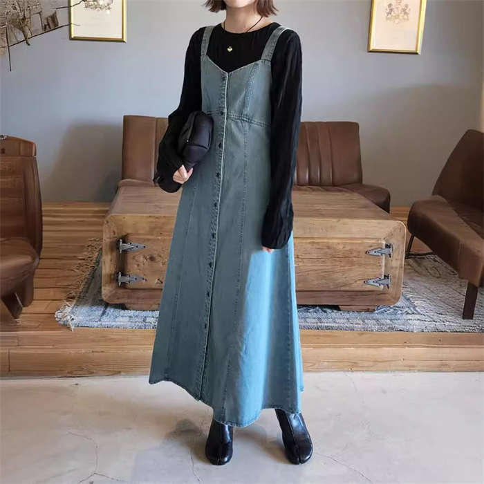 フ ジャンスカ オーバーオール サロペット フロントボタン ノースリーブ 冬 秋 夏 春 レディース ワンピース ジャンパースカート