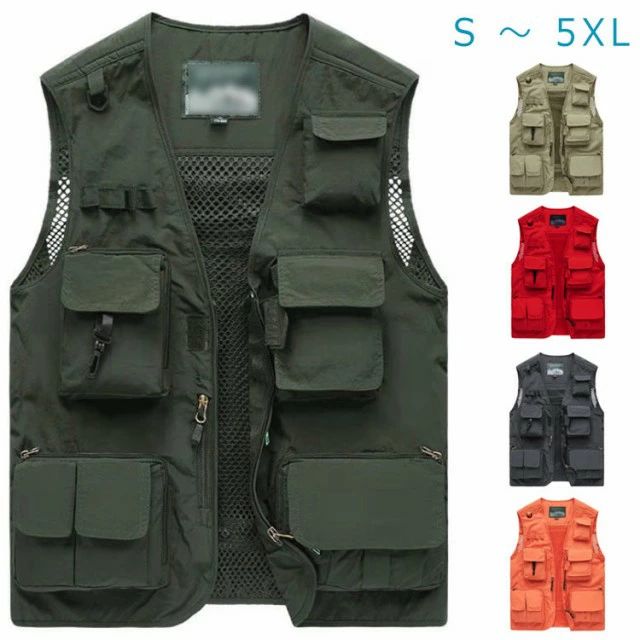 ポケット付 作業服 軽量 通気 ベスト お釣り 仕事 農業 アウトドアベスト レディース メッシュベスト アウトドア メンズ ベスト