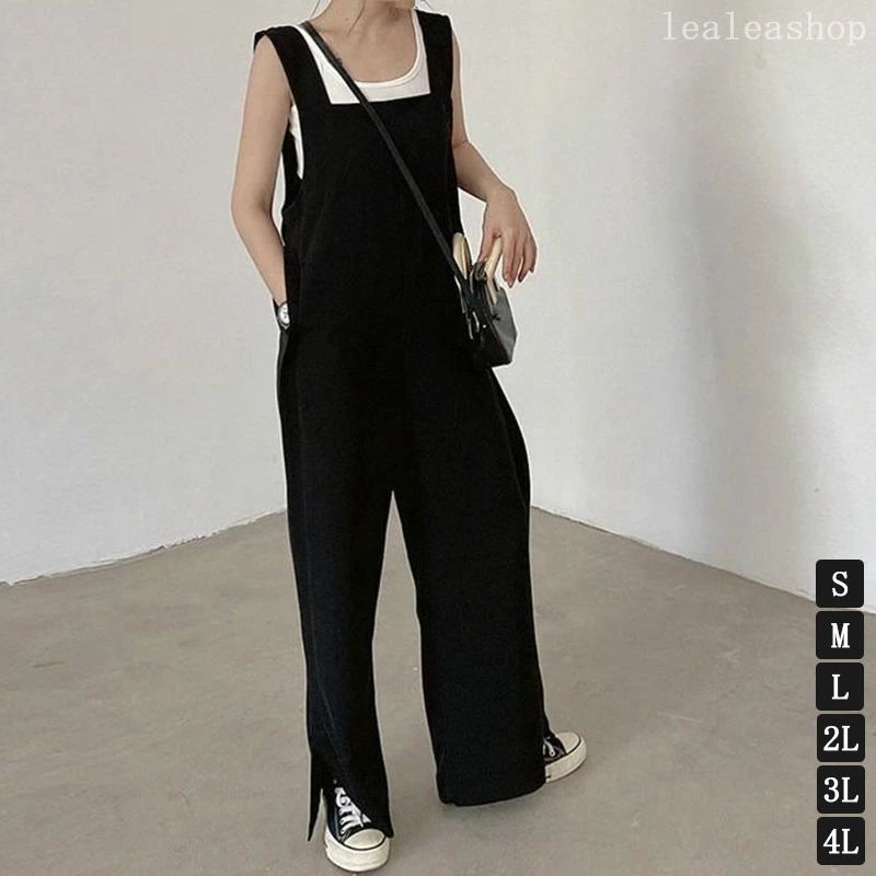 撥水 サロペット パンツ オールインワン レディース ボトム ワンピース ワイド ワイドパンツ ストレー..