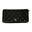 【中古】CHANELキャビアスキンマトラッセクラシックロングウォレット ブラック サイズ:ONE SIZE【価格見直し】