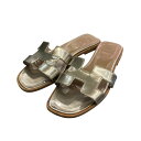 【中古】HERMESフラットサンダル ブラウン サイズ:35【価格見直し】