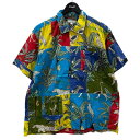 【中古】Engineered Garments半袖シャツ Camp Shirt - Animal Print Patchwork キャンプシャツ アニマルプリントパッチワーク ブルー・レッド・イエロー他 サイズ:S【価格見直し】
