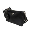 【中古】PRADA Re-Nylon Xサフィアーノレザー ショルダーバッグ ブラック 【180425】(プラダ)
