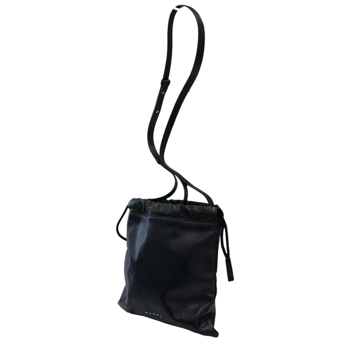 【中古】MARNI シャイニーカーフスキン2WAYポーチ SBMQ0039Q0 ネイビー×ブラック サイズ:UNI 【190425】(マルニ)
