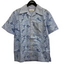 【中古】WALES BONNER Highlife Bowling Shirt フローラルレース ボウリングシャツ ブルー サイズ:46 【190425】(ウェ...