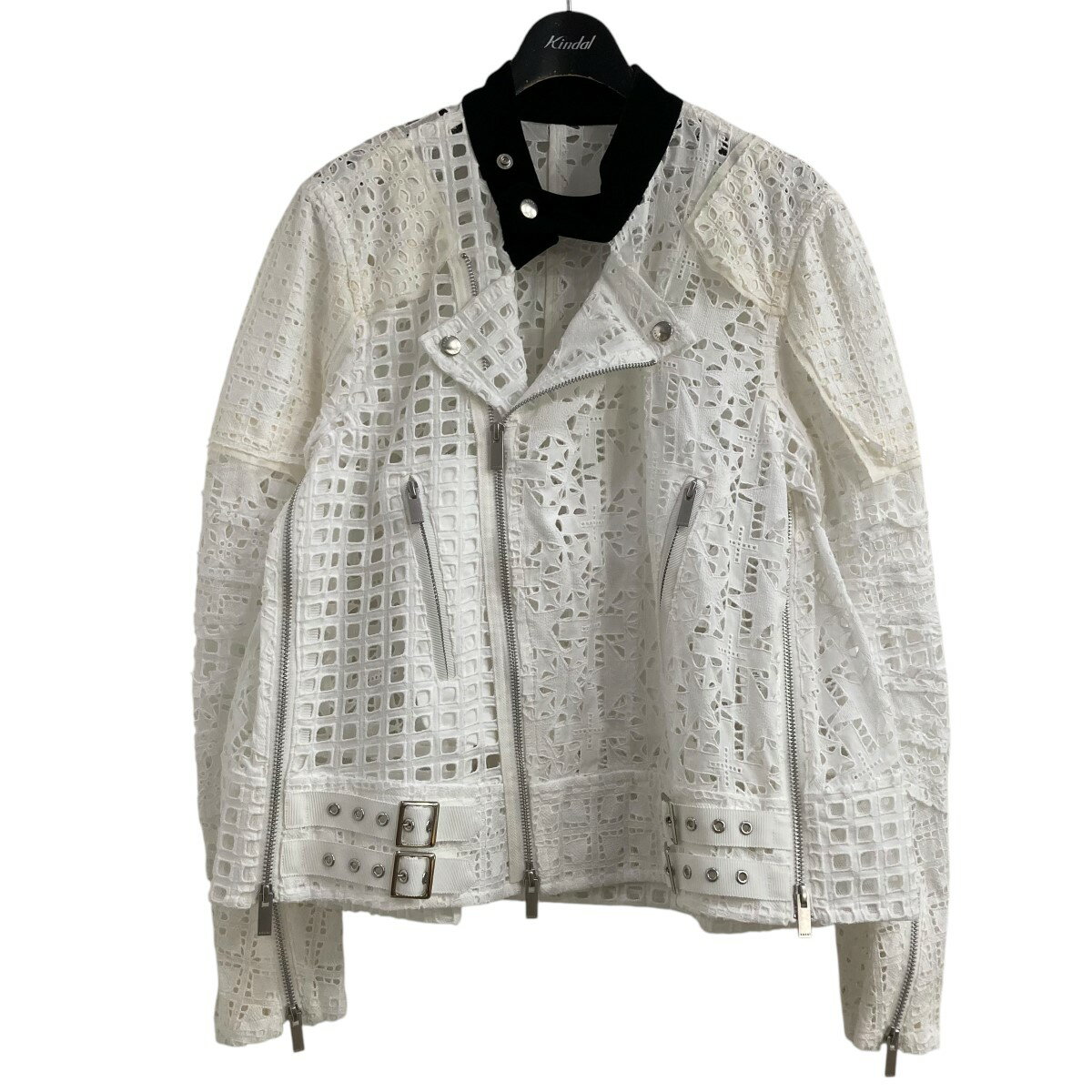 希少☆sacai12/13awライダースJKぺプラムライナー2セット白グレー