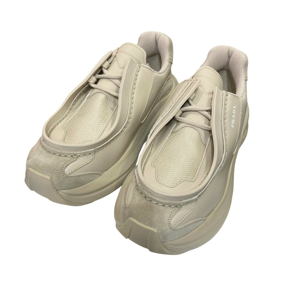 【中古】PRADA23AW システムスニーカー 2EG424 ベージュ サイズ：7【価格見直し】