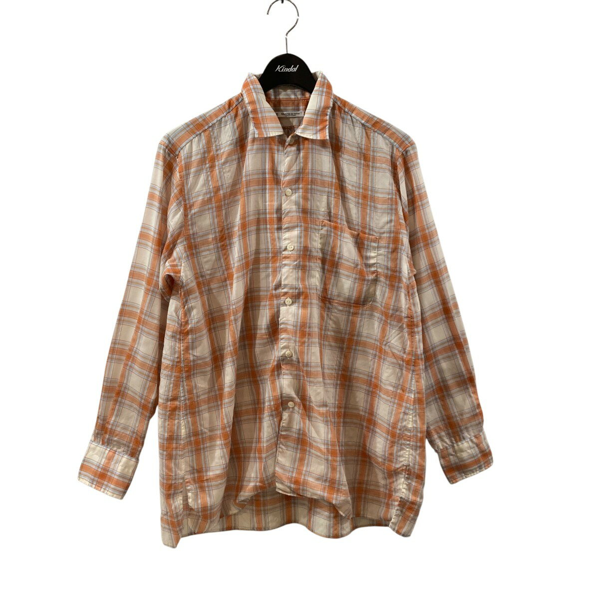 【中古】MAATEE&SONSチェック 長袖シャツ MT4103-0609 オレンジ×ベージュ サイズ:2【価格見直し】