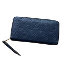【中古】LOUIS VUITTON モノグラムアンプラントレザーウォレット M61864 ネイビー 【240425】(ルイヴィトン)