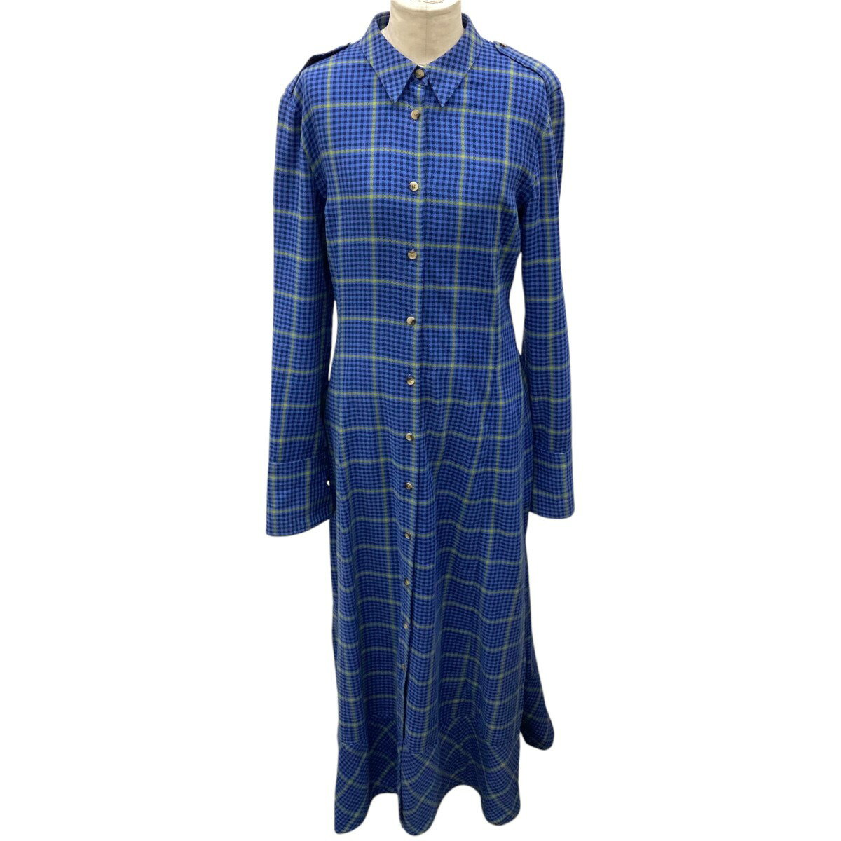 【中古】KHAITE チェックワンピース ブルー サイズ:2 【260425】(ケイト)
