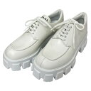 【中古】PRADA モノリスレースアップシューズ ホワイト サイズ:40 【260425】(プラダ)(4)