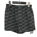 【中古】BALENCIAGA LOGO COTTON POPLIN PRINT PANT ハーフパンツ 671664 ブラック サイズ:34 【270425】(...