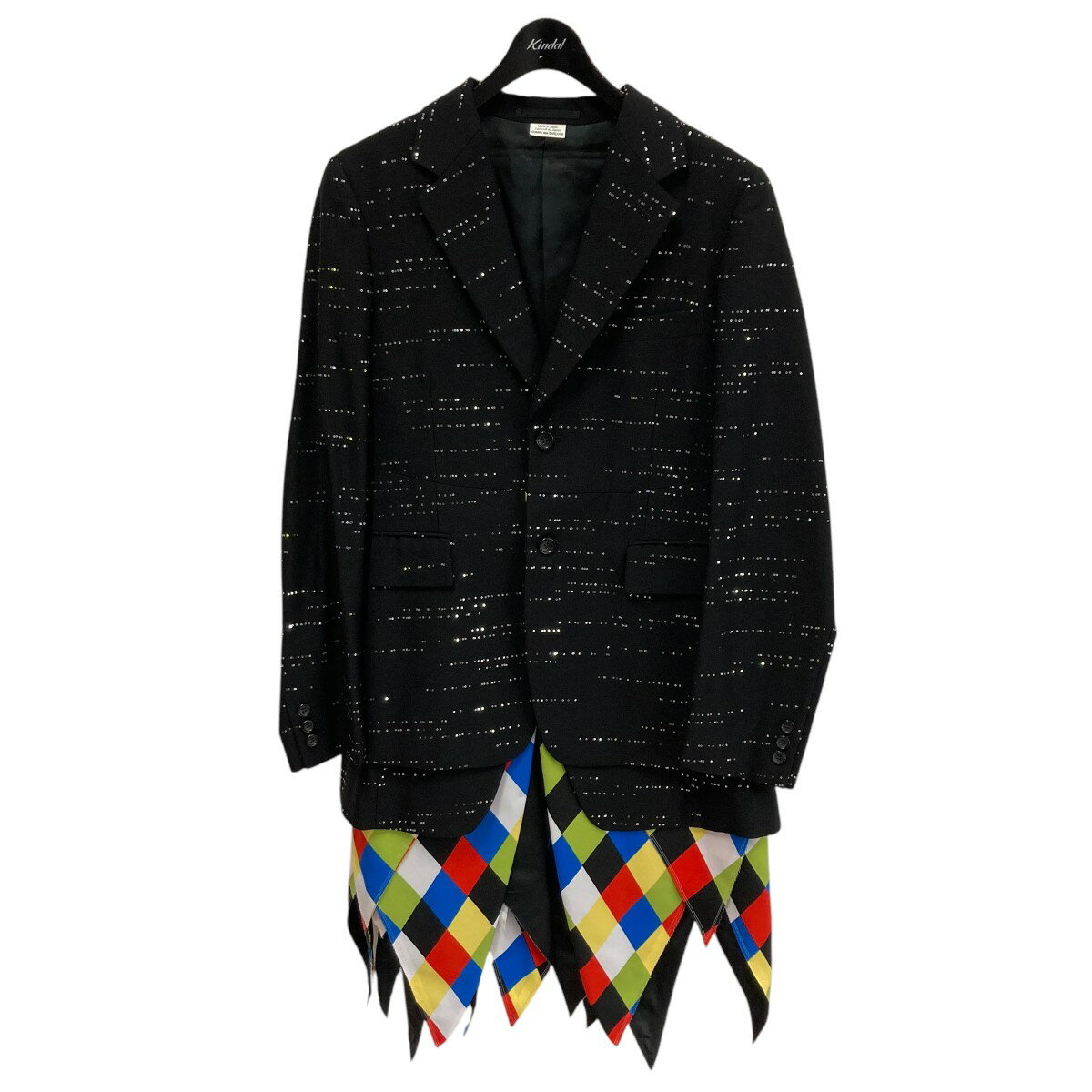 【中古】COMME des GARCONS HOMME PLUS 23SS スパンコールチェックドッキングジャケット PK-J046 ブラック サイズ:S 【270425】(コムデギャルソンオムプリュス)