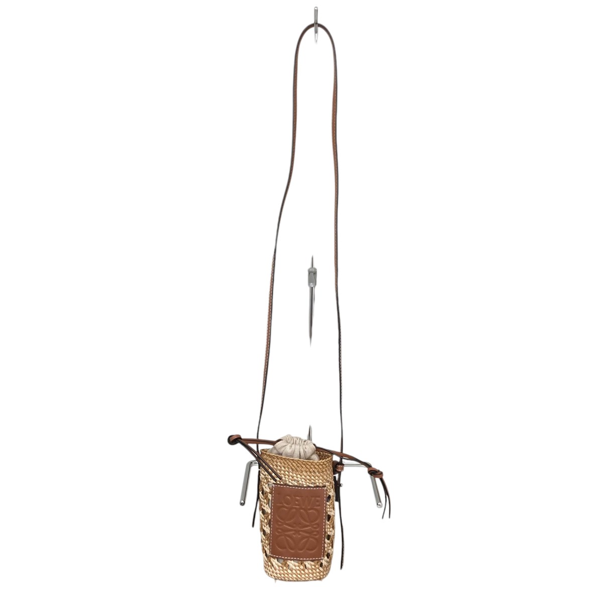 【中古】LOEWE　シリンダーポケット ラフィア アナグラム ショルダーバッグ ブラウン 【270425】（ロエベ）のサムネイル