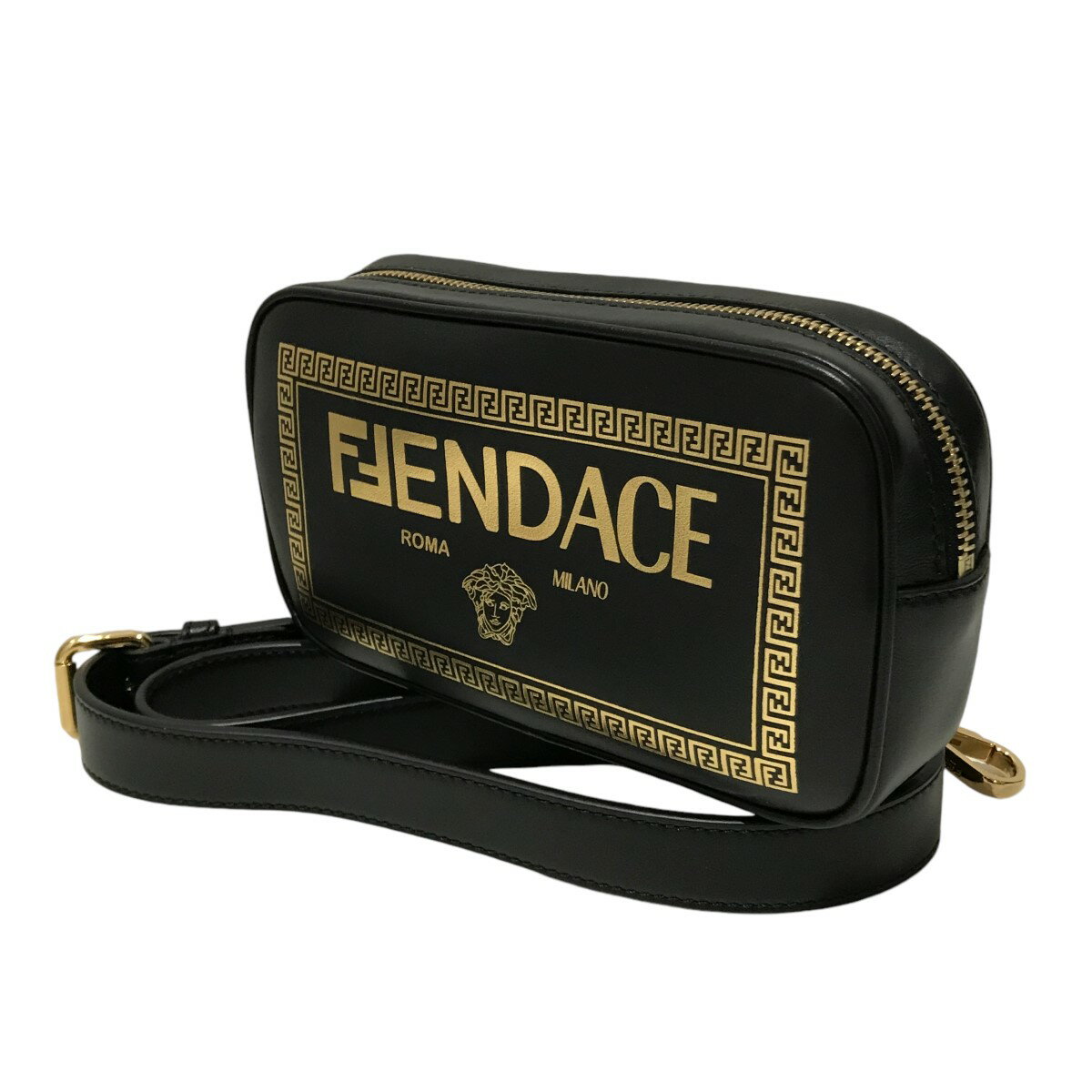 【中古】FENDI×VERSACE FENDACE ショルダーバッグ 1006611 ブラック 【270425】(フェンディ×ヴェルサーチ)