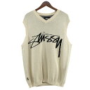 【中古】stussy SMOOTH STOCK KNIT VEST ロゴ コットンニットベスト ベージュ サイズ:XL 【270425】(ステューシー)