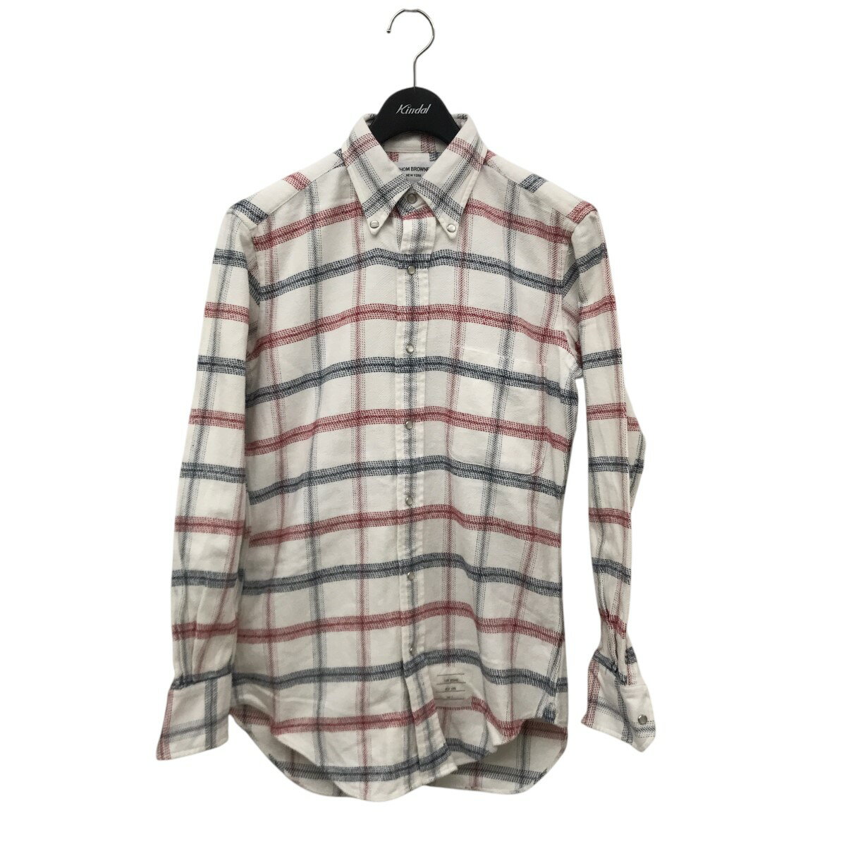 【中古】Thom Browne　チェックシャツ ホワイト×レッド×ネイビー サイズ：0 【280425】（トム・ブラウン）