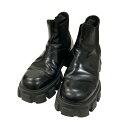 【中古】PRADA モノリス ブラッシュドレザー チェルシーブーツ 2TE174 ブラック サイズ:8 【290425】(プラダ)(4)