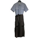 【中古】sacai 「Thomas Mason Cotton Poplin Suiting Dress0」 シャツドッキングワンピース 23-06619 ブルー...