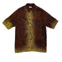 【中古】DRIES VAN NOTEN 半袖シャツ ブラウン×イエロー サイズ:46 【300425】(ドリスヴァンノッテン)