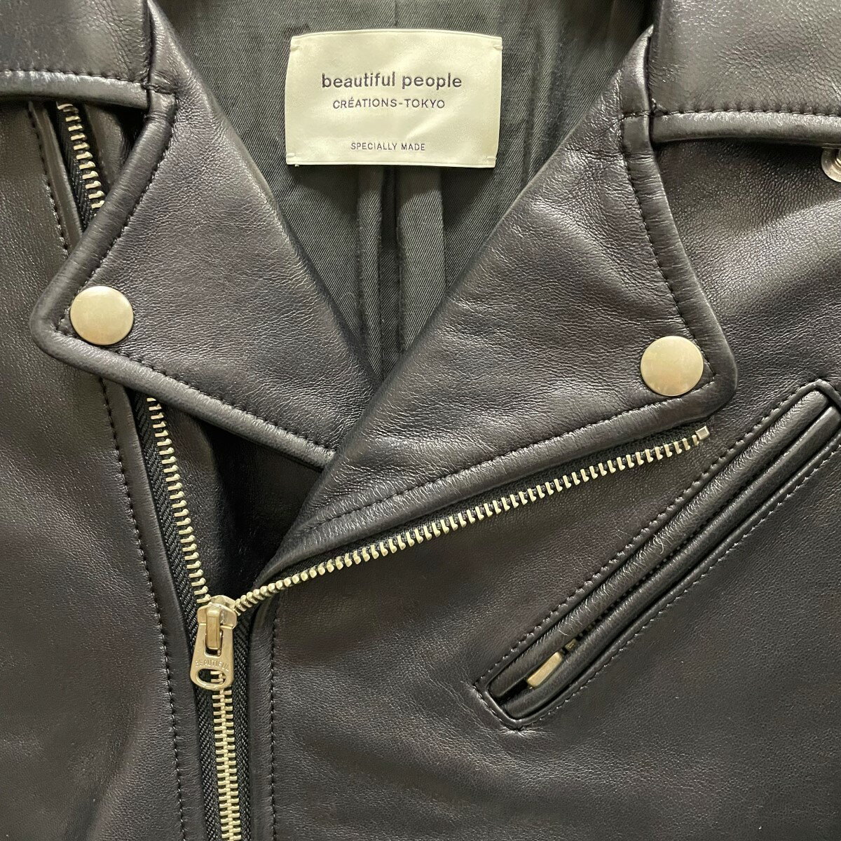 【中古】beautiful people　ダブルライダースジャケット 1000402411 ブラック サイズ：140 【300425】（ビューティフルピープル）