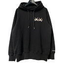 【中古】sacai KAWS 21AW Embroidery Hoodieロゴ刺繍フーディパーカー ブラック サイズ:0 【300425】(サカイ カウズ)