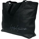 【中古】YOHJI YAMAMOTO シグネチャーロゴレザーミニトートバッグS ブラック サイズ:タテ28cm×ヨコ43cm×マチ11cm 【300425】(ヨ...