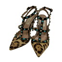 【中古】VALENTINO レオパード ターコイズスタッズ ストラップサンダル ブラウン サイズ:36 【010525】(ヴァレンチノ)(4)