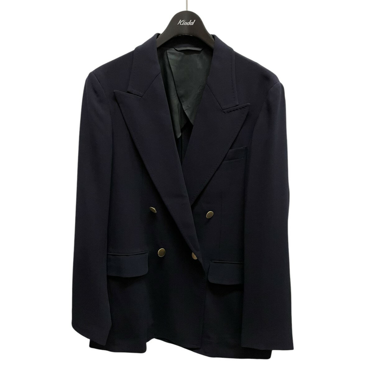 【中古】RAINMAKERMELANGE TWILL DOUBLE BREASTEAD JACKET ネイビー サイズ：4【価格見直し】