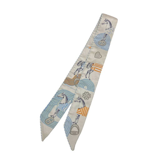 【中古】HERMES ツイリー オブジェ ドゥ キュリオジテ スカーフ ブルー×ライトグレー 【020525】(エルメス) 【中古】HERMES ツイリー オブジェ ドゥ キュリオジテ スカーフ ブルー×ライトグレー 【020525】(エルメス)