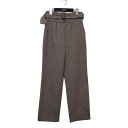【中古】mister it.ベルト付きチェックパンツ NONA-18AW-1 ブラウン×ブラック サイズ:S【価格見直し】