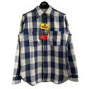【中古】WAREHOUSE フランネルチェックシャツ WH3104 ネイビー×グレー サイズ:M 【020525】(ウエアハウス)