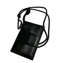 【中古】BOTTEGA VENETA レザーパスケース ブラック 【040525】(ボッテガヴェネタ)