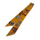 【中古】HERMES HARNAIS DES PRESIDENTS 大統領の馬具 ツイリースカーフ 061443S-06 オレンジ 【050525】(エルメス)