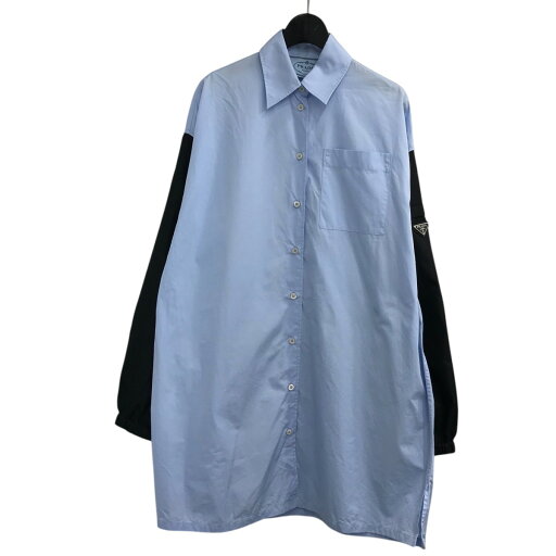 【中古】PRADAナイロン切替ロングシャツ P3H34 サックスブルー×ブラック サイズ:36【価格見直し】 【中古】PRADAナイロン切替ロングシャツ P3H34 サックスブルー×ブラック サイズ:36【価格見直し】