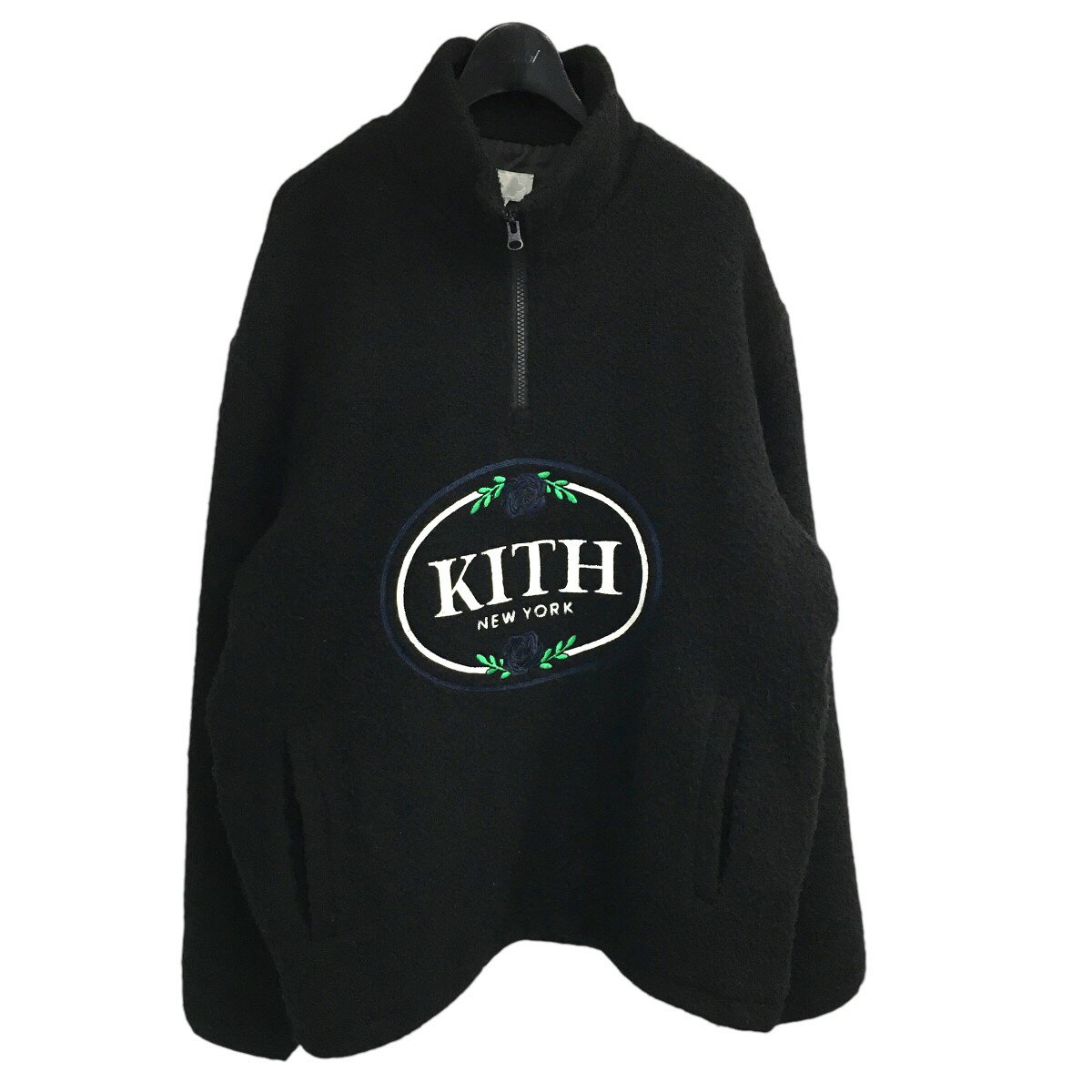 【中古】KITH24AW 「Tweed Eric Quarter Zip Pullover」 ツイードクオータージップジャケット ブラック サイズ:M【価格見直し】