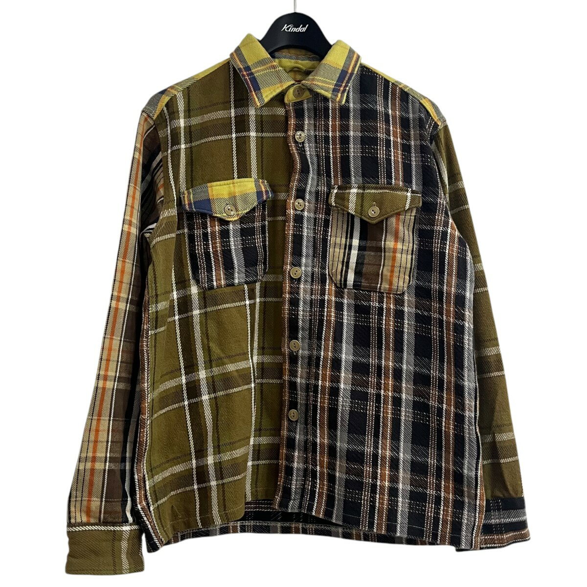 【中古】HUMAN MADEチェックシャツ HM28SH014 イエロー×ブラウン サイズ：S【価格見直し】