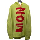 【中古】MONCLER GENIUS ロゴプリントプルオーバーパーカー H109H8G00001 ネオンイエロー サイズ:L 【100525】(モンクレールジー...